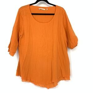 Soft Surroundings Siesta Key Gauze Tunic Top Womens Sz L Orange Half Sleeve